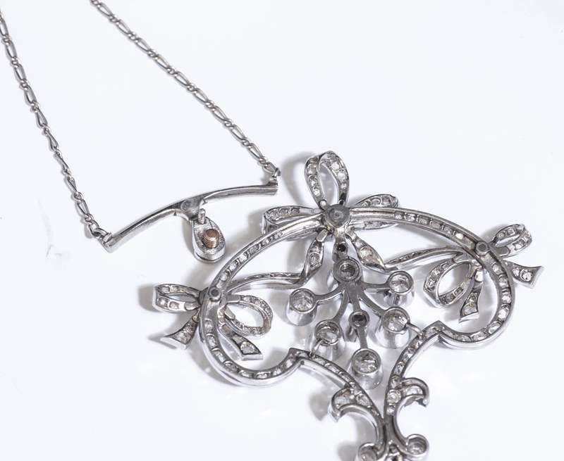 Antique Gallery Soleil アンティークジュエリー / Mellerio dits Meller メレリオ・ディ・メレー  ダイヤモンド ネックレス&ブローチ&髪飾り オリジナルボックス入り
